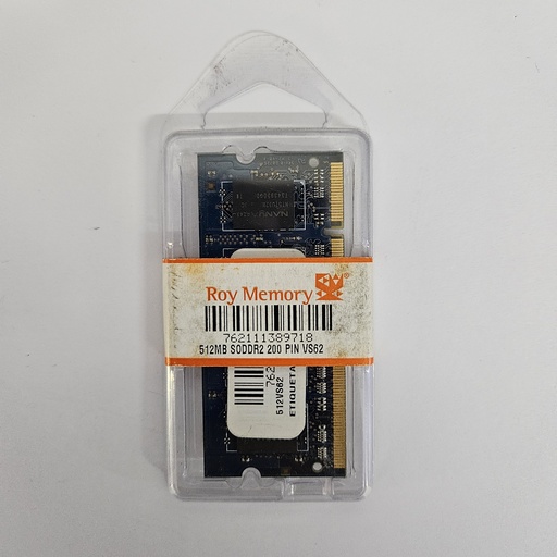 [1121] Memoria RAM SODDR2 512MB 667MHz PC2-5300, CL6 1.8V 204PIN, 512VS62